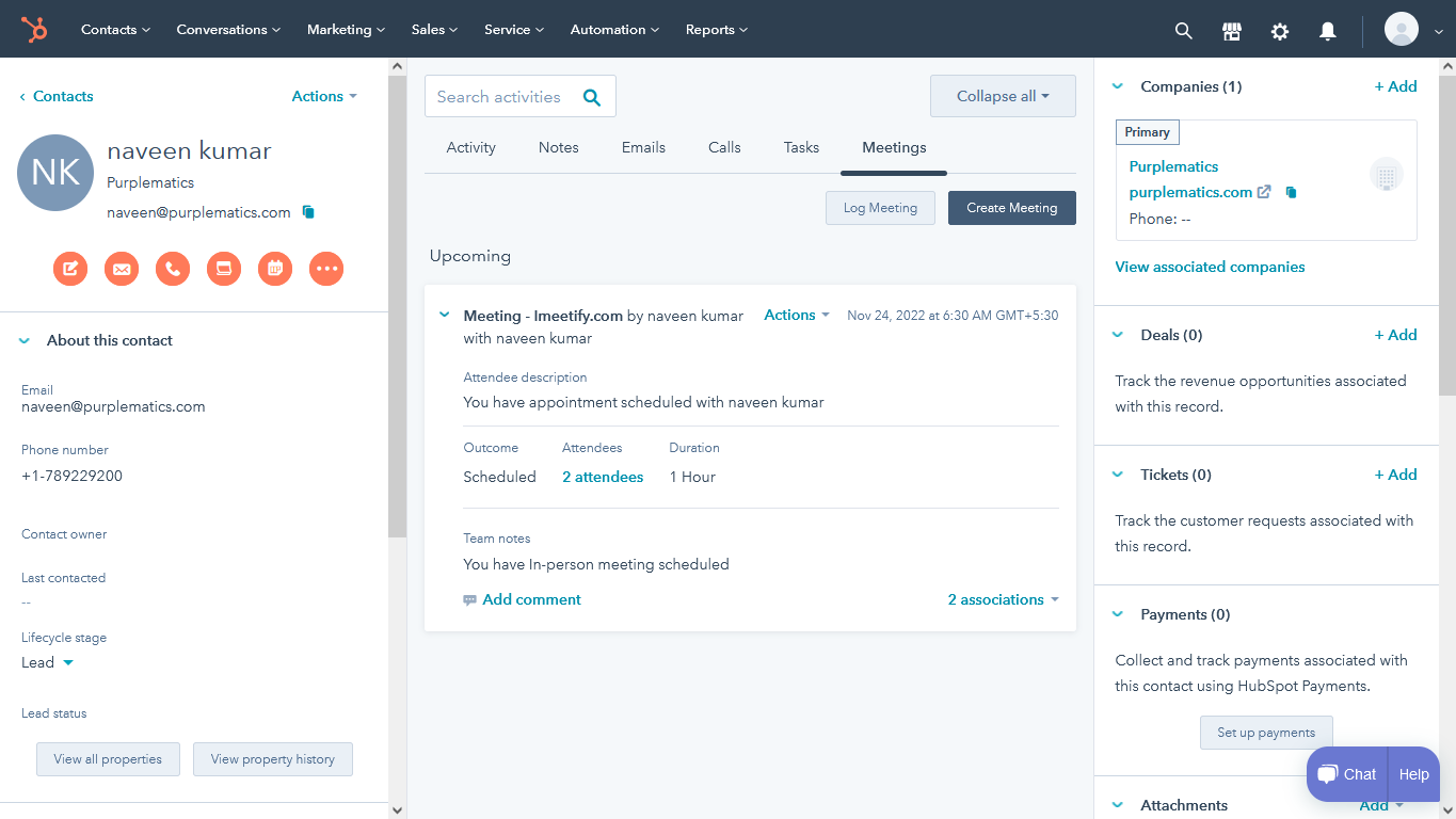 Automate meetings on imeetify & send to HubSpot